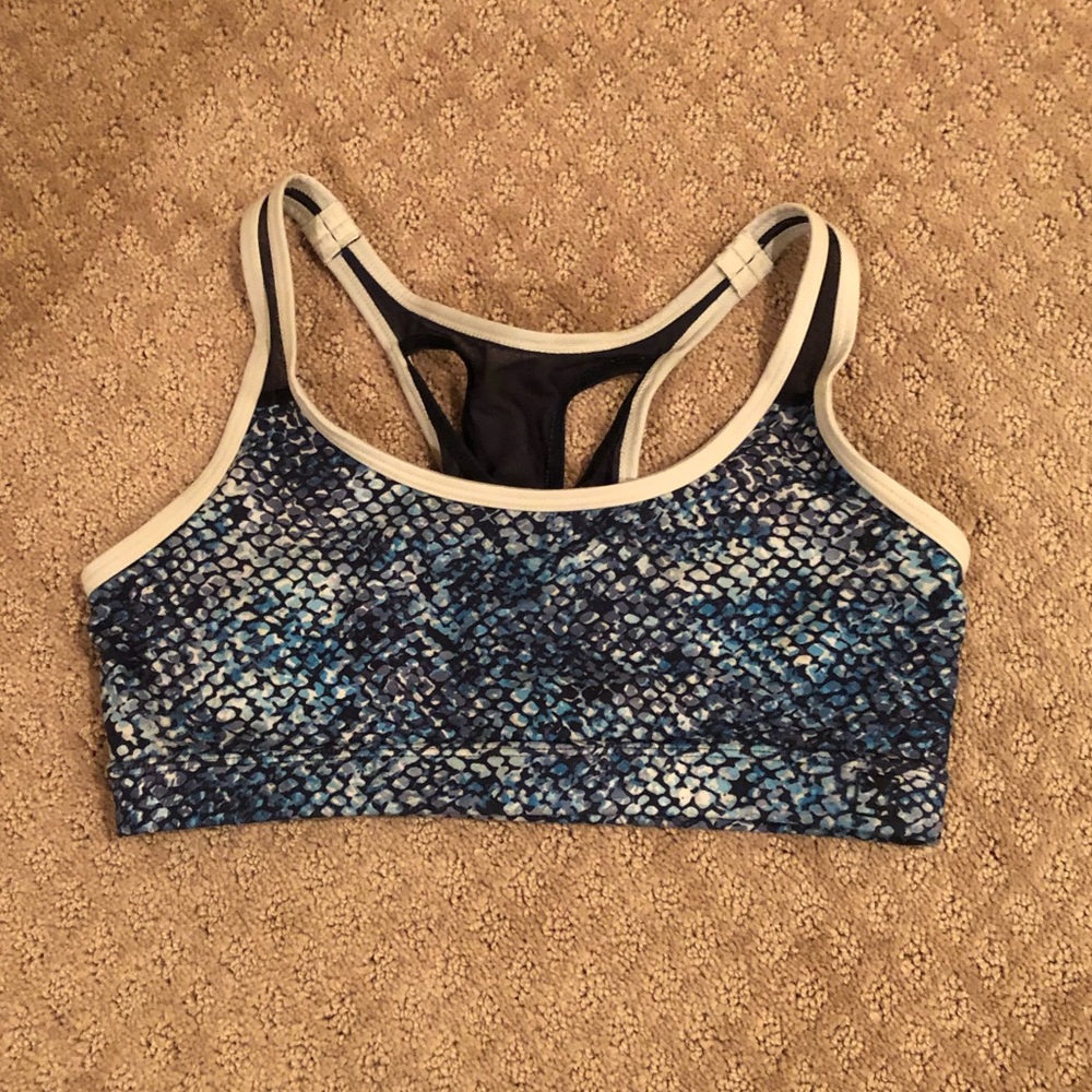 Navy, Blue & White Zobha Sports Bra with Mesh Back